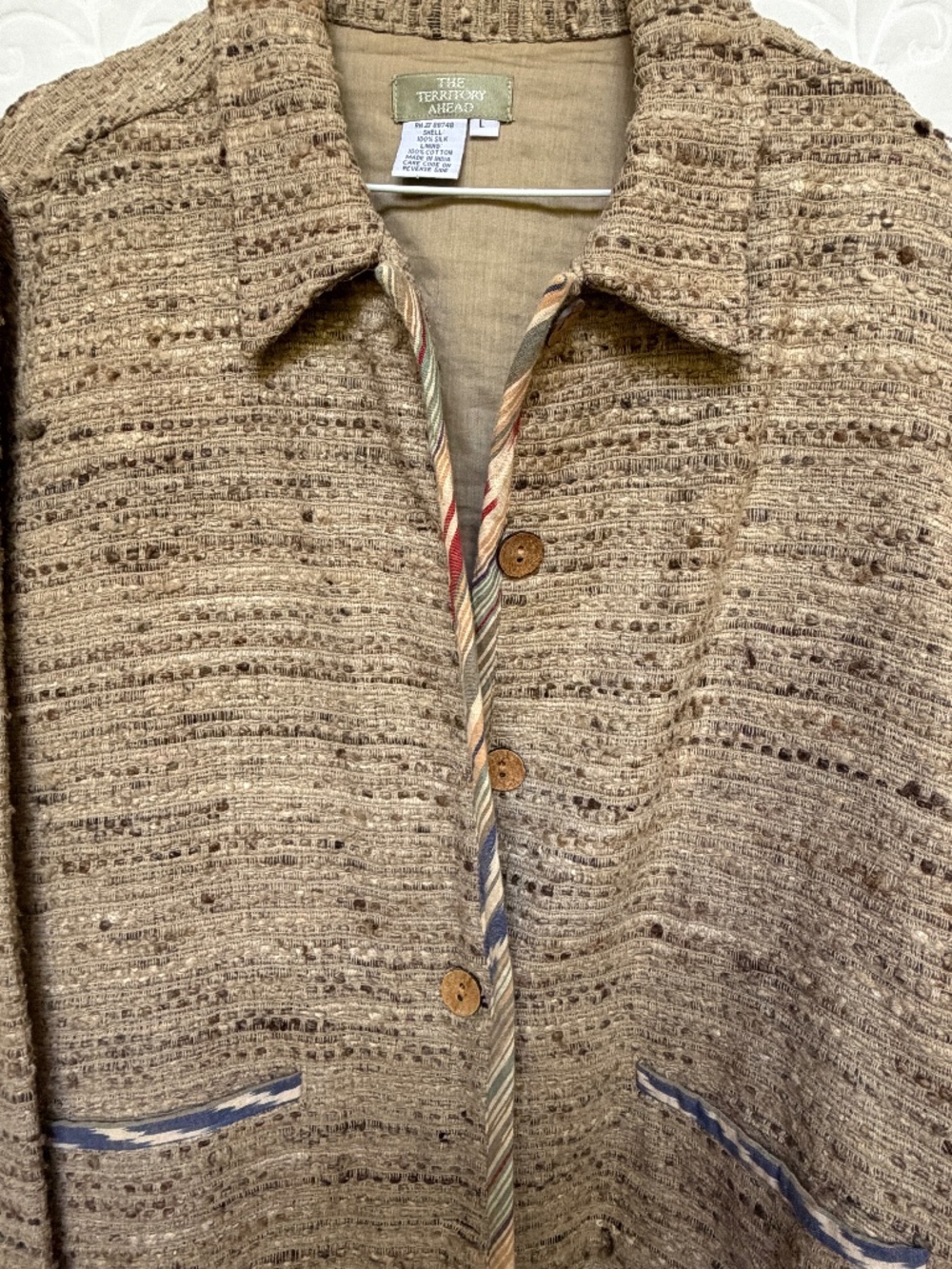 The Territory Ahead Multi-Color Rainbow Woven Silk Jacket Sz L